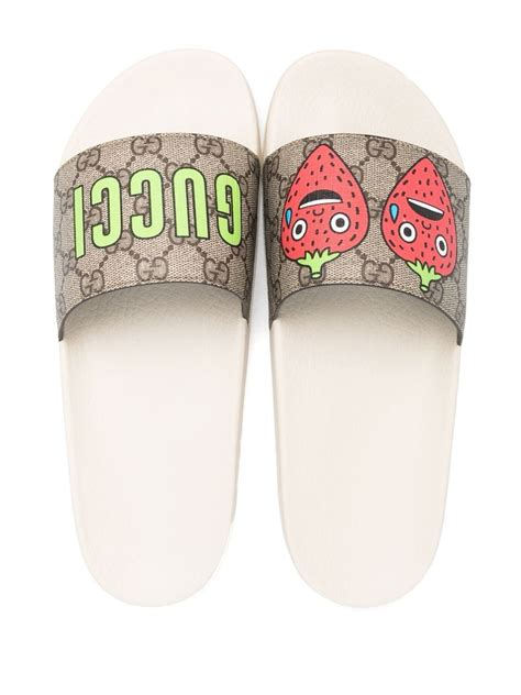 gucci slides gg blooms|Gucci slides with strawberry.